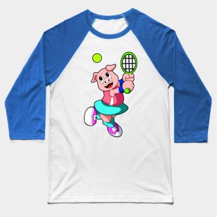 Pig at Tennis with Tennis racket & Skirt Baseball T-Shirt